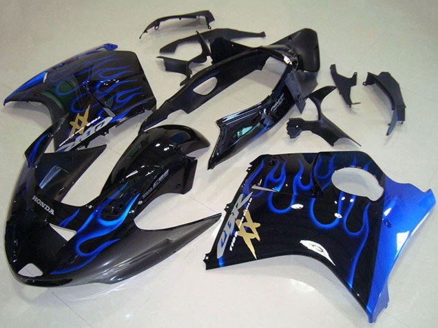 Glänzendes Schwarz Blau Flamme 1996-2007 Honda CBR1100XX Blackbird Abs Motorrad Verkleidungen