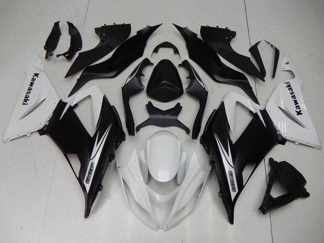 Weiß Matt Schwarz 2013-2018 Kawasaki ZX6R Motorrad Verkleidungen Kit