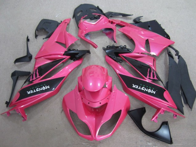 Rosa Schwarz Monster 2009-2012 Kawasaki ZX6R Motorrad Verkleidung