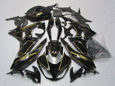 Glänzendes Schwarz Silber Gold 2009-2012 Kawasaki ZX6R Motorrad Verkleidung
