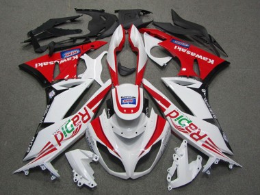 Weiß Rot Schwarz Rapid 2009-2012 Kawasaki ZX6R Motorrad Verkleidung