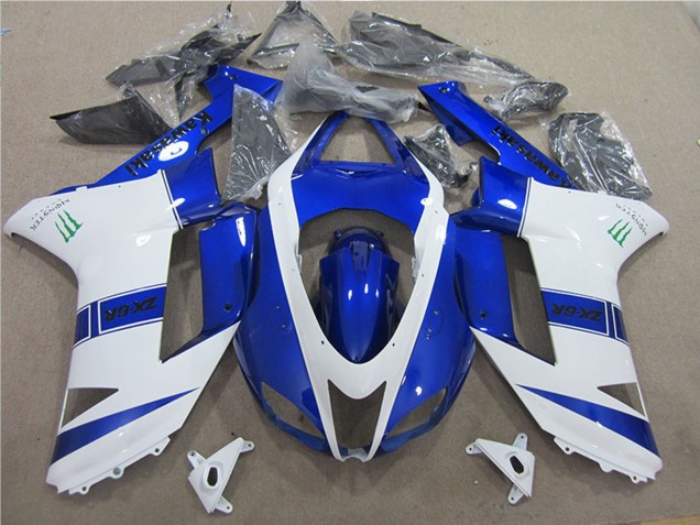 Blau Weiß Monster 2007-2008 Kawasaki ZX6R Motorrad Verkleidung