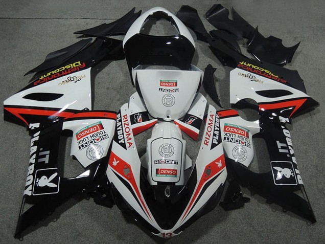 Weiß Schwarz Rot Rizoma Playboy 2005-2006 Kawasaki ZX6R Motorrad Verkleidung