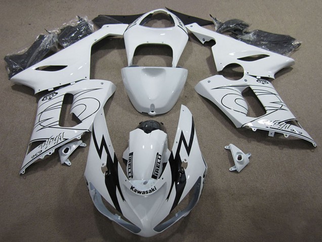 Weiß Schwarz 2005-2006 Kawasaki ZX6R Motorrad Verkleidung Kit