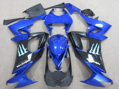 Blau Schwarz Monster 2008-2010 Kawasaki ZX10R Motorrad Verkleidung