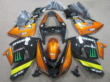 Orange Gelb Glänzendes Schwarz Grün Monster 2006-2007 Kawasaki ZX10R Motorrad Verkleidung