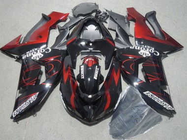 Glänzendes Schwarz Rot Flamme Alstare Corona Extra 2006-2007 Kawasaki ZX10R Motorrad Verkleidung