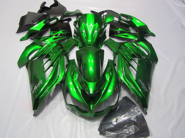 Grün Glänzendes Schwarz Silber Ninja 2012-2024 Kawasaki ZX14R ZZR1400 Motorrad Verkleidung