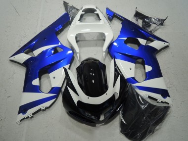 Weiß Blau Glänzendes Schwarz 2001-2003 Suzuki GSXR 600 Motorrad Verkleidung