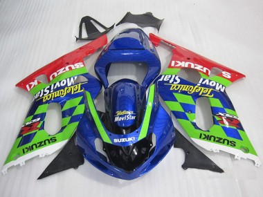 Blau Grun Rot Telefonica MoviStar 2001-2003 Suzuki GSXR 600 Motorrad Verkleidung