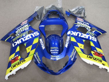 Blau Gelb Telefonica MoviStar 2001-2003 Suzuki GSXR 600 Motorrad Verkleidung