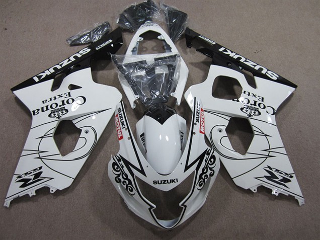 Weiß Schwarz Corona Extra Motul 2004-2005 Suzuki GSXR 600 Motorrad Verkleidung