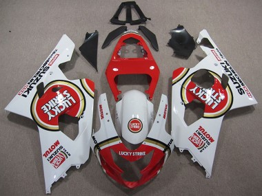 Weiß Rot Lucky Strike Motul 2004-2005 Suzuki GSXR 600 Motorrad Verkleidung