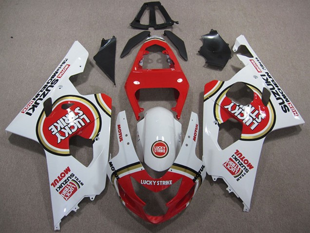 Weiß Rot Lucky Strike Motul 2004-2005 Suzuki GSXR 600 Motorrad Verkleidung