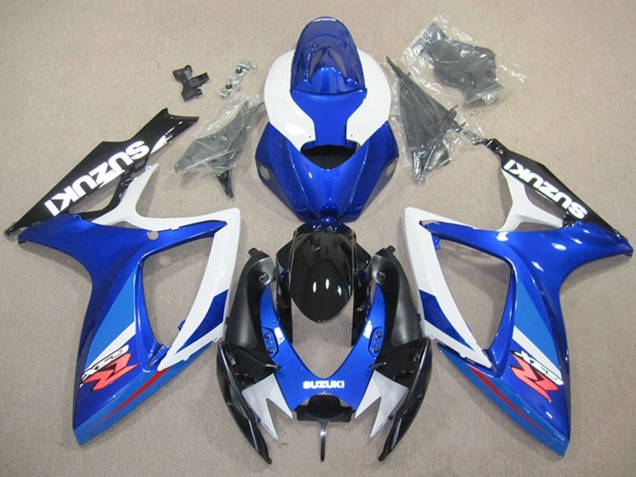 Weiß Blau Glänzendes Schwarz Rot 2006-2007 Suzuki GSXR 600 Motorrad Verkleidung