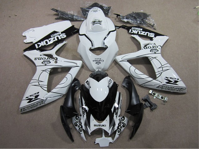 Weiß Schwarz Corona Extra 2006-2007 Suzuki GSXR 600 Motorrad Verkleidung
