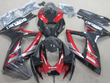 Glänzendes Schwarz Rot Silber 2006-2007 Suzuki GSXR 600 Motorrad Verkleidung