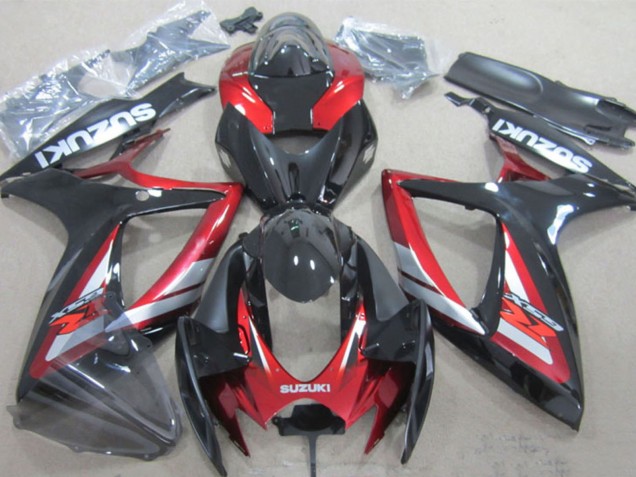 Glänzendes Schwarz Rot Silber 2006-2007 Suzuki GSXR 600 Motorrad Verkleidung