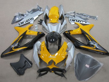 Gelb Silber Glänzendes Schwarz 2008-2010 Suzuki GSXR 600 Motorrad Verkleidung