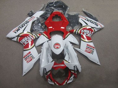 Weiß Rot Motul Lucky Strike 2011-2024 Suzuki GSXR 600 Motorrad Verkleidung
