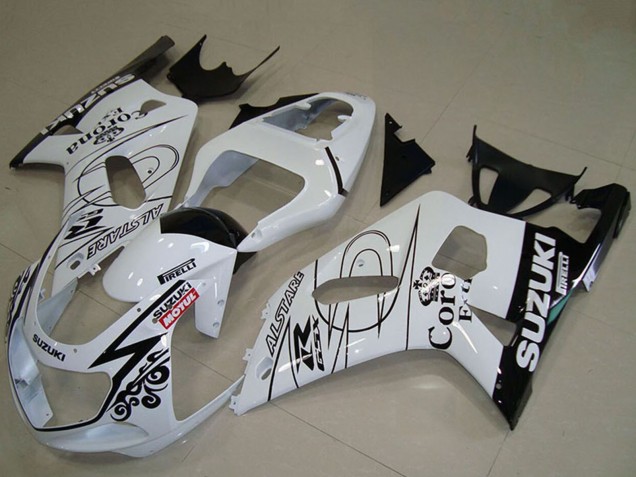 Weiß Schwarz Alstare Corona Extra Motul 2001-2003 Suzuki GSXR 750 Motorrad Verkleidung