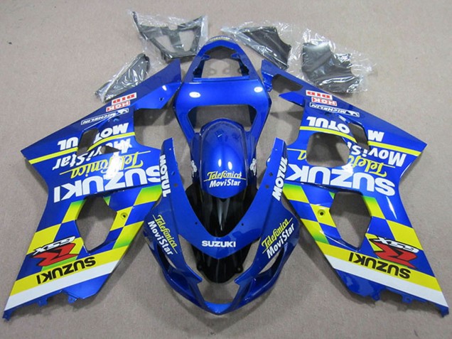 Blau Neon Gelb Telefonica MoviStar Motul 2004-2005Suzuki GSXR 750 Motorrad Verkleidung