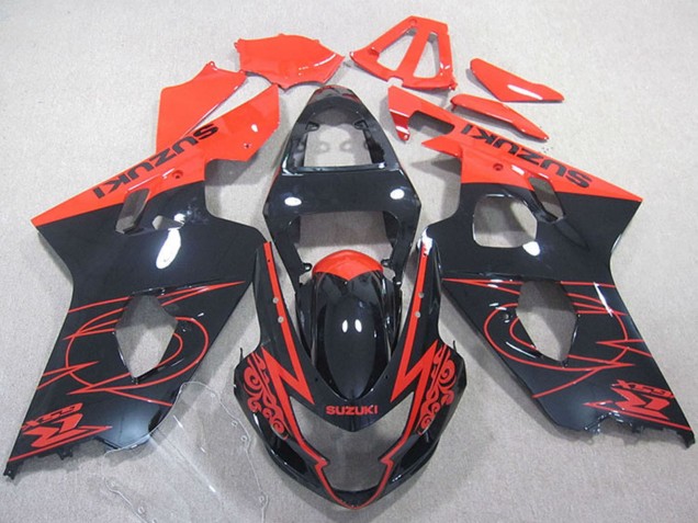 Rot Glänzendes Schwarz 2004-2005 Suzuki GSXR 750 Motorrad Verkleidung