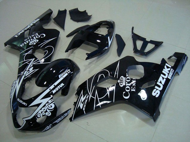 Glänzendes Schwarz Weiß Corona Extra Motul 2004-2005 Suzuki GSXR 750 Motorrad Verkleidung