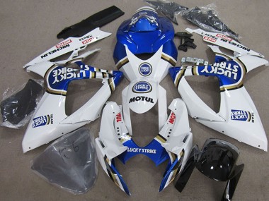 Weiß Blau Michelin Motul Lucky Strike 2006-2007 Suzuki GSXR 750 Motorrad Verkleidung