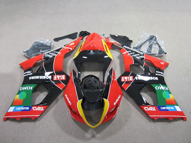 Rot Gelb Grün Schwarz 2003-2004 Suzuki GSXR 1000 Motorrad Verkleidung
