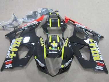 Glänzendes Schwarz Rot Gelb Rizla 2003-2004 Suzuki GSXR 1000 Motorrad Verkleidung