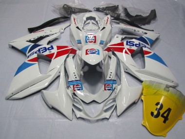 Weiß Blau Rot Pepsi 34 2009-2016 Suzuki GSXR 1000 Motorrad Verkleidung