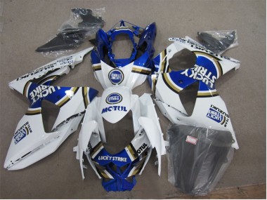 Weiß Blau Lucky Strike Motul 2009-2016 Suzuki GSXR 1000 Motorrad Verkleidung