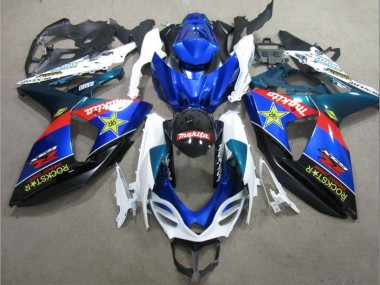 Weiß Blau Rot Schwarz RockStar 2009-2016 Suzuki GSXR 1000 Motorrad Verkleidung