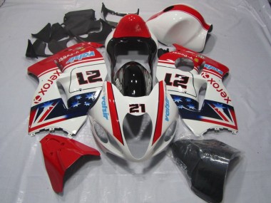 Weiß Rot Blau Xerox 21 1996-2007 Suzuki GSXR 1300 Hayabusa Motorrad Verkleidung
