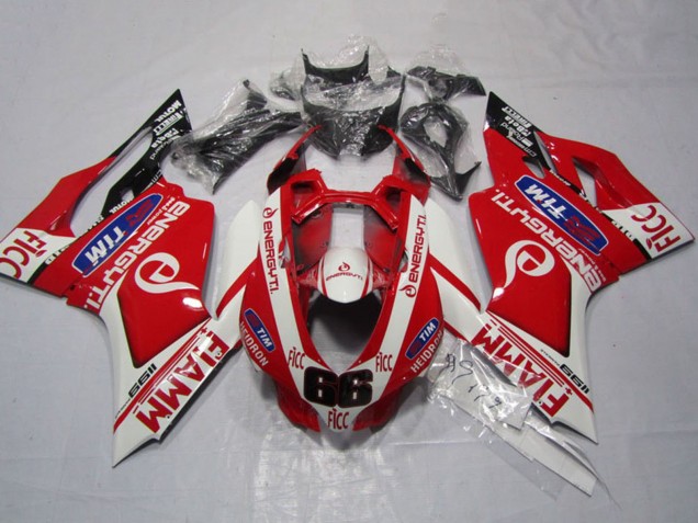 Weiß Rot Fiamm Ficc 2011-2014 Ducati 1199 Motorrad Verkleidung