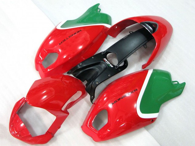 Rot Weiß Grün 2008-2012 Ducati Monster 696 Motorrad Verkleidung