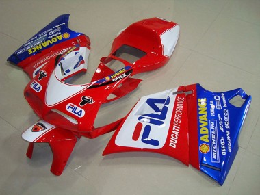 Weiß Rot Blau Fila 1993-2005 Ducati 748 Motorrad Verkleidung