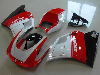 Weiß Rot Glänzendes Schwarz 1993-2005 Ducati 916 Motorrad Verkleidung