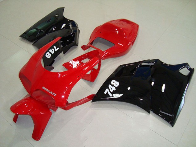 Rot Glänzendes Schwarz 1993-2005 Ducati 748 Motorrad Verkleidung