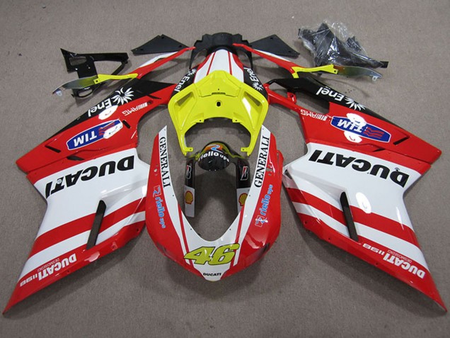 Weiß Gelb Rot Generali 46 2007-2014 Ducati 1198 Motorrad Verkleidung