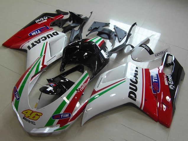 Rot Weiß Schwarz Grün Tim 46 2007-2014 Ducati 1098 Motorrad Verkleidung