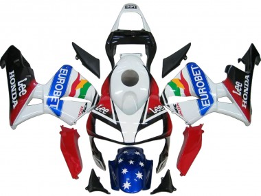 Weiß Rot Blau Glänzendes Schwarz EuroBet 2003-2004 Honda CBR600RR Motorrad Verkleidung