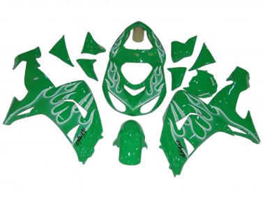 Grün Weiß Flamme 2006-2007 Kawasaki ZX10R Motorrad Verkleidung