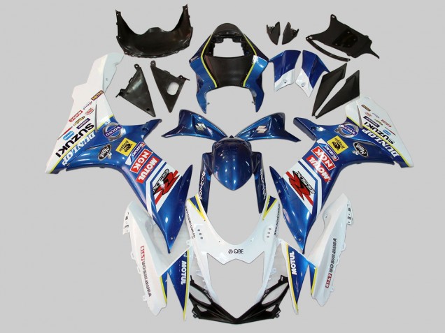 Weiß Blau Rot Gelb Motul Dunlop 2011-2024 Suzuki GSXR 600/750 Motorrad Verkleidung