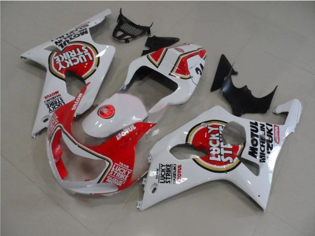 Weiß Rot Lucky Strike 2000-2002 Suzuki GSXR 1000 Motorrad Verkleidung