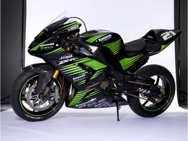 Glänzendes Schwarz Grün Weiß 2006-2007 Kawasaki ZX10R Motorrad Verkleidung