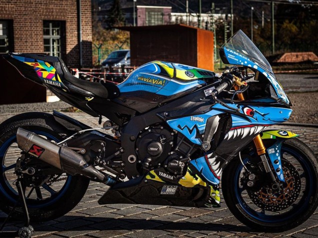 Blau Gelb Hai 2015-2019 Yamaha YZF R1 Motorrad Verkleidung