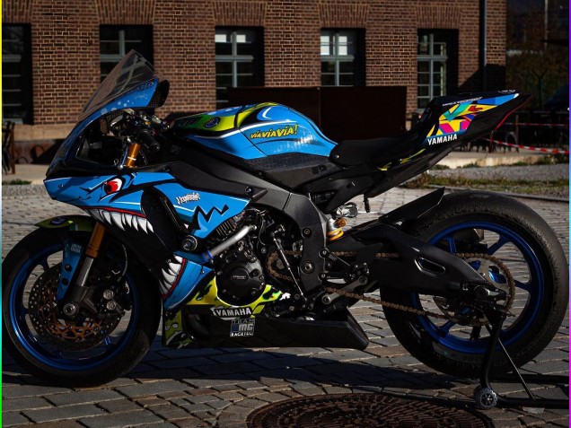Blau Gelb Hai 2015-2019 Yamaha YZF R1 Motorrad Verkleidung