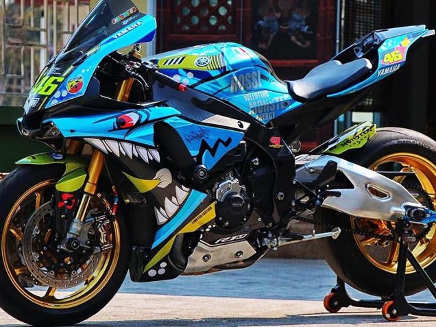 Blau Gelb Hai 2015-2019 Yamaha YZF R1 Motorrad Verkleidung